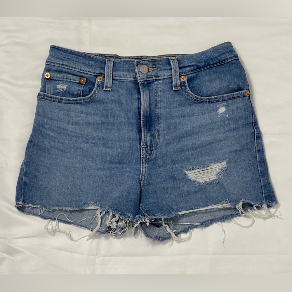 Levi's Blue Distressed Jean Shorts
